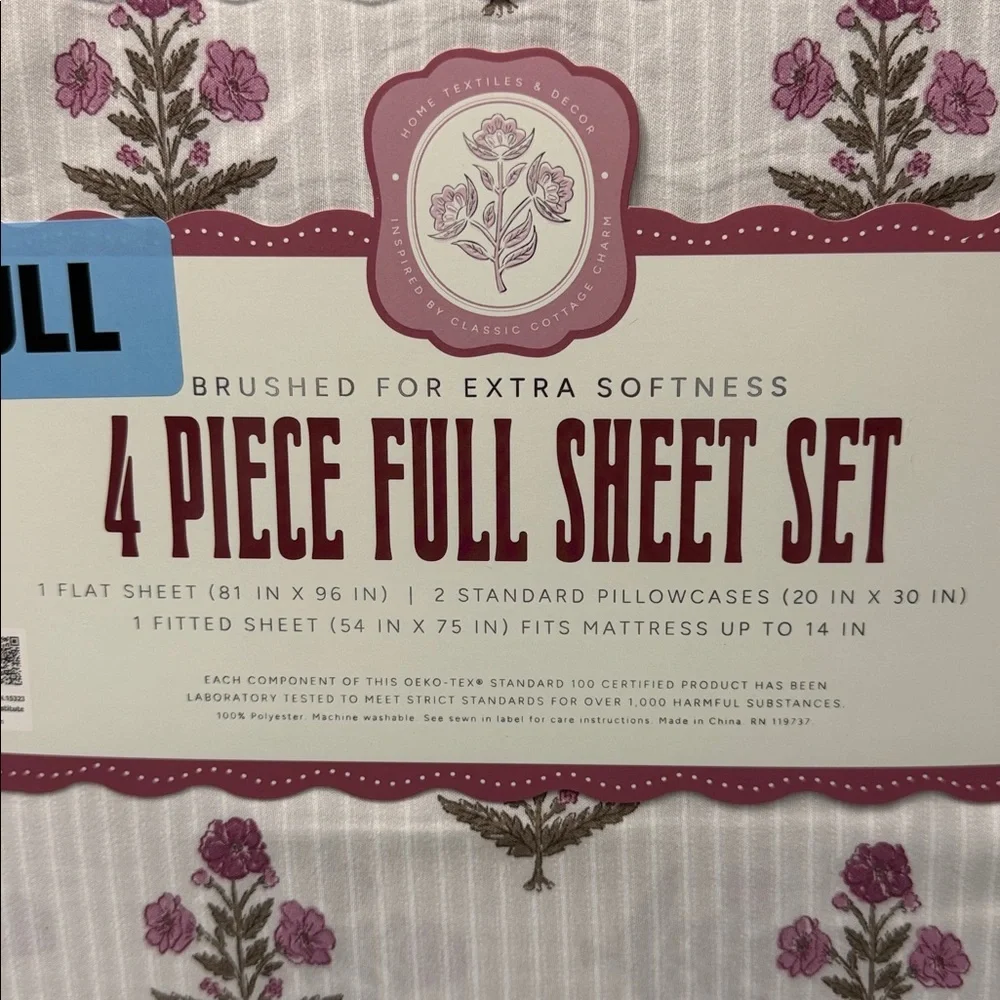 NWT Studio Montrose Purple Floral Full Sheet Set